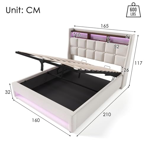 Imagen Cama tapizada retro con usb y luz led ideal para adultos