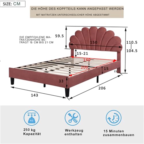 Imagen Cama doble tapizada con cabecero de flores y somier reforzado en color pasta de judias rojas