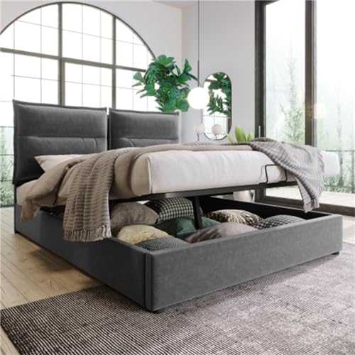 Imagen Cama doble hidraulica con cabecera ajustable y almacenamiento diseño moderno descubre la comodidad total