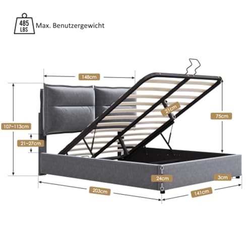 Imagen Cama doble hidraulica con cabecera ajustable y almacenamiento diseño moderno descubre la comodidad total