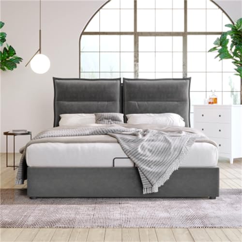 Imagen Cama doble hidraulica con cabecera ajustable y almacenamiento diseño moderno descubre la comodidad total