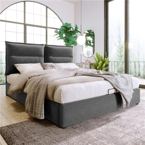 Imagen Cama doble hidraulica con cabecera ajustable y almacenamiento diseño moderno descubre la comodidad total