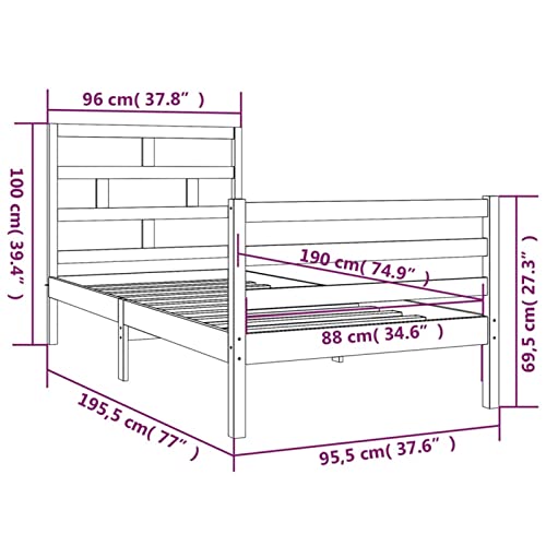 Imagen Base de cama individual en madera maciza 90x190 cm