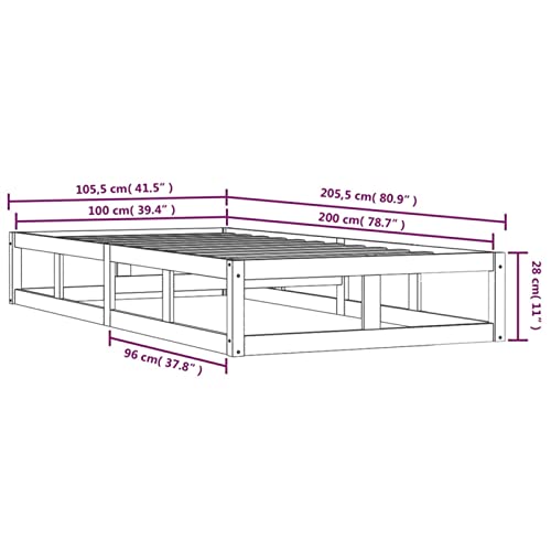 Imagen Base de cama zeyuan estructura de madera maciza blanca 100x200 cm