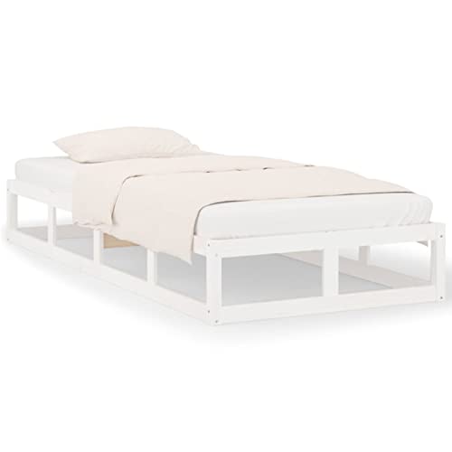 Imagen Base de cama zeyuan estructura de madera maciza blanca 100x200 cm