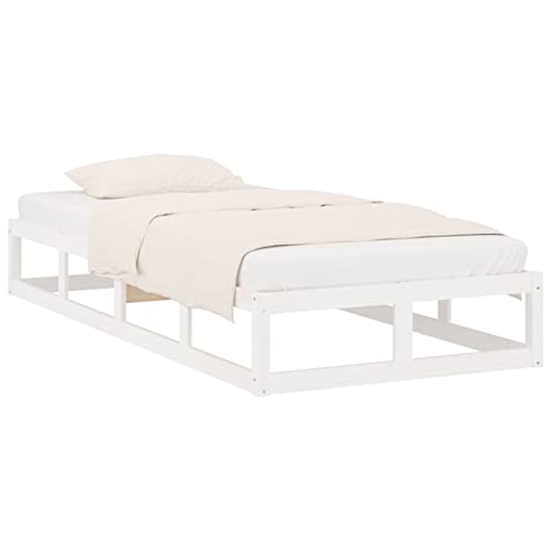 Imagen Base de cama zeyuan estructura de madera maciza blanca 100x200 cm