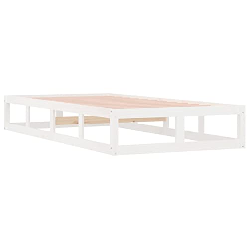 Imagen Base de cama zeyuan estructura de madera maciza blanca 100x200 cm