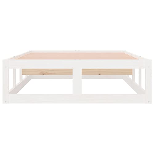 Imagen Base de cama zeyuan estructura de madera maciza blanca 100x200 cm