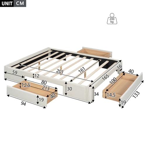 Imagen Cama doble con almacenamiento y diseño moderno