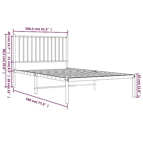 Imagen Cama de metal para una juventud relajada y con estilo en blanco 100x190 cm