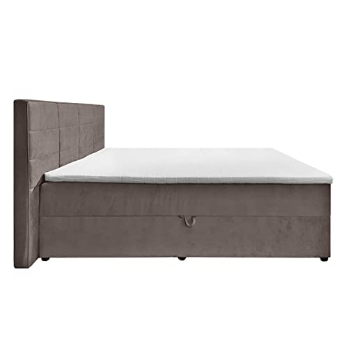 Imagen Pack cama boxspring de terciopelo topo - descanso total