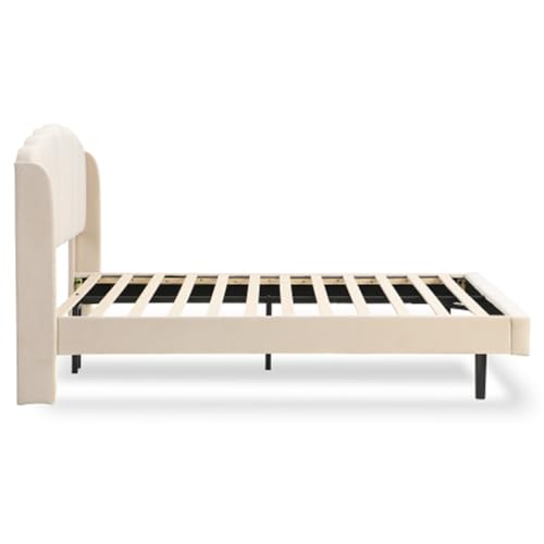 Imagen Cama tapizada con luz led activada por movimiento 140x200 cm beige