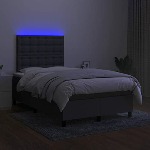 Imagen Ciadaz cama box spring con led y colchon - gris oscuro 120x200 cm