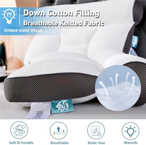 Imagen Almohada ergonomica de plumon de ganso covehut apoyo cervical y comodidad en negro