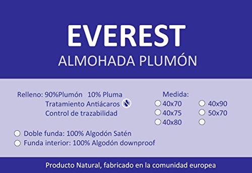 Imagen Almohada nordream plumon-pluma everest doble funda descanso de lujo garantizado