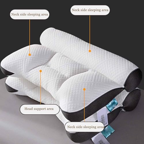 Imagen Almohada de plumon de ganso sunnyfree confort y apoyo cervical para un sueño reparador en gris y azul