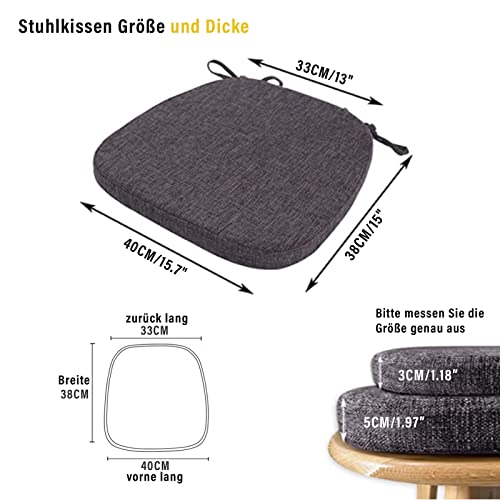 Imagen Pack de cojines para silla antideslizantes lavables y elegantes en gris oscuro