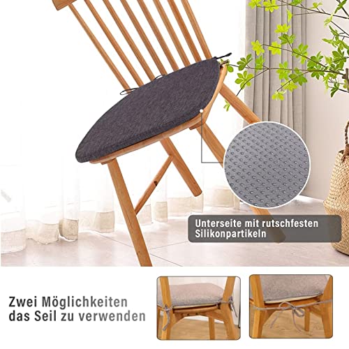 Imagen Pack de cojines para silla antideslizantes lavables y elegantes en gris oscuro