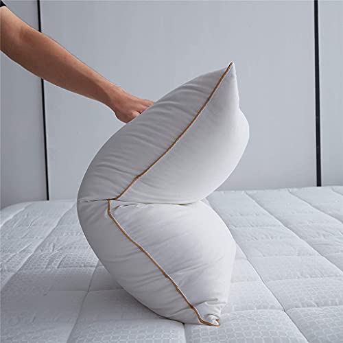 Imagen Par de almohadas de plumas de ganso de lujo para un descanso perfecto - soporte cervical funda de algodon 50x70 cm