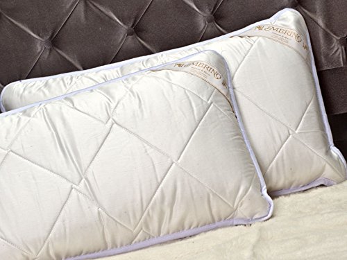 Imagen Oferta imperdible pack de 2 almohadas de lana merino funda de algodon nuevo tamaño 65x65 cm