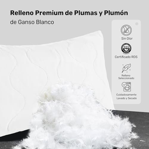 Imagen Pack de 2 almohadas de plumas de ganso con funda lavable