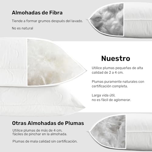 Imagen Pack de 2 almohadas de plumas de ganso con funda lavable