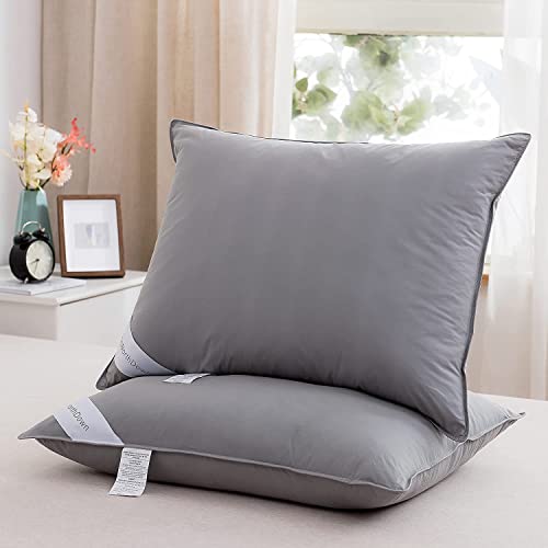 Imagen Almohada de plumon de ganso gris natural king size 100 algodon para hotel