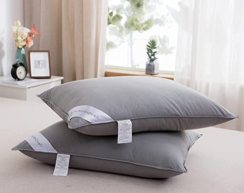 Imagen Almohada de plumon de ganso gris natural king size 100 algodon para hotel