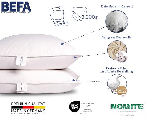 Imagen Almohada de lujo befa natur fabricada en alemania 80x80 cm blanco hipoalergenica ?ko-tex