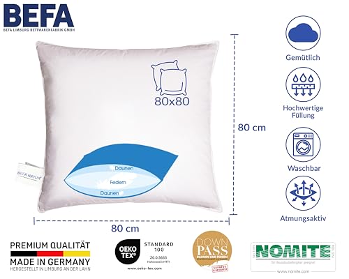 Imagen Juego de almohadas de plumon befa natur 3 camaras hipoalergenicas 90 plumon 8080 cm