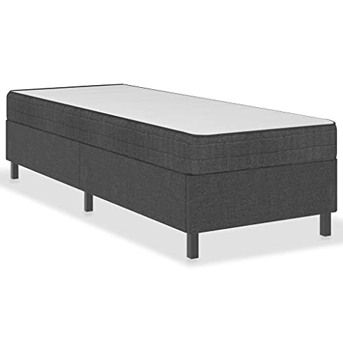 Imagen Conjunto cama box spring individual tapizada en gris oscuro