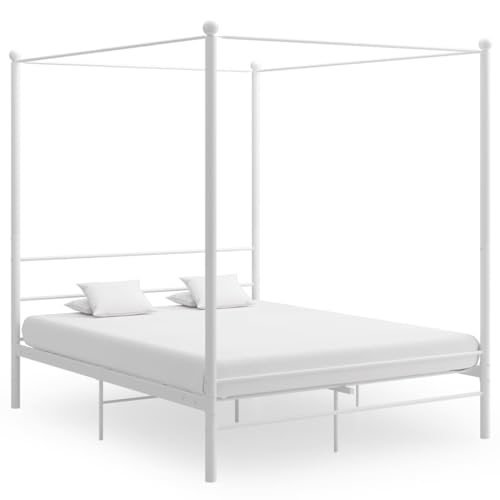 Imagen Renueva tu dormitorio con la cama matrimonial vidaxl de metal blanco