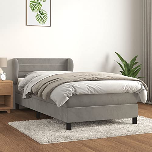 Imagen Cama box spring lappoh terciopelo gris oscuro 90x200 cm