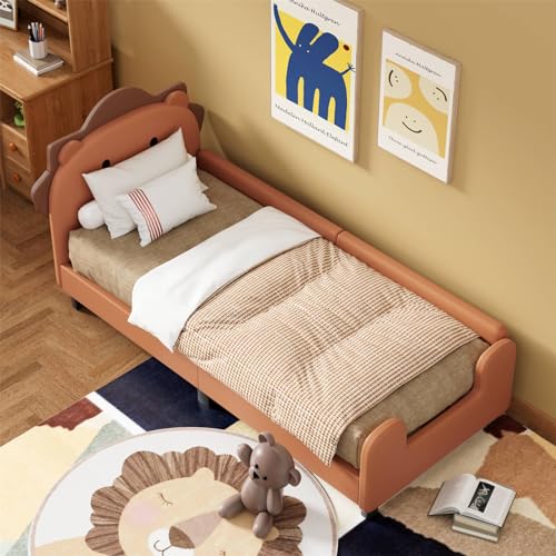 Imagen Descubre la cama infantil 90x200 cm en color naranja simple y duradera