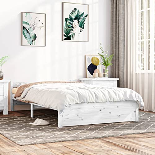 Imagen Cama de madera maciza zhoumin blanco 120x190 cm - elegancia y calidad en tu dormitorio