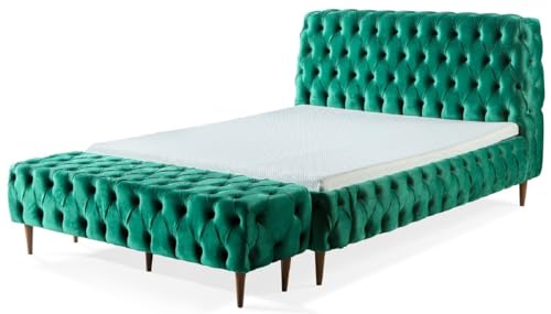 Imagen Cama doble chesterfield de lujo en verdemarron - descanso con estilo