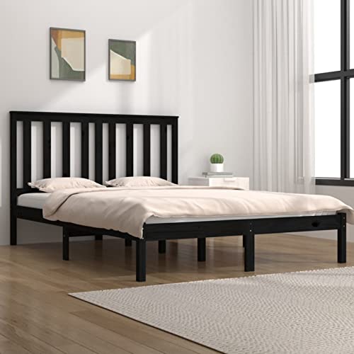 Imagen Base de cama moonairy elegante y resistente en pino negro 120x200 cm