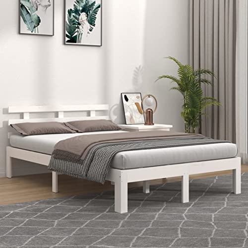 Imagen Base de cama de madera maciza blanca 140x190 cm junzai calidad y estilo