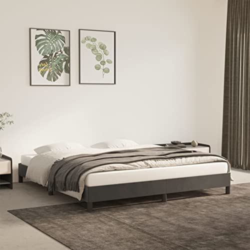 Imagen Base cama chusui terciopelo gris oscuro 160x200cm nueva dimension de confort