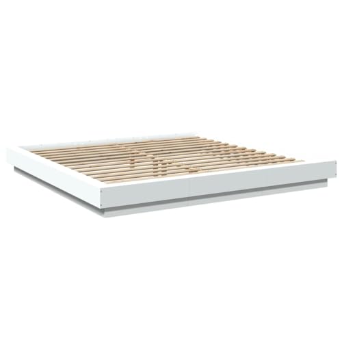 Imagen Descansa con estilo cama led de madera blanca 200x200 cm