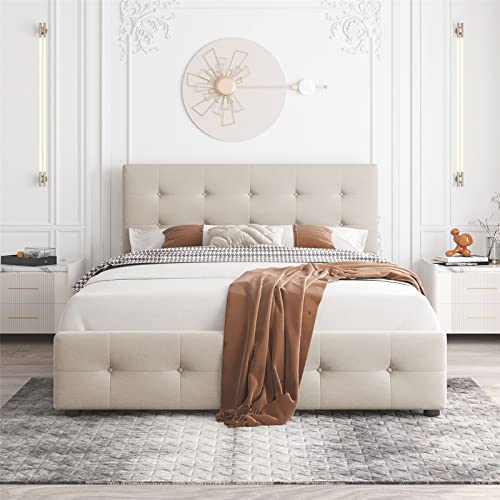 Imagen Descanso y estilo en tu habitacion con la cama doble jintaoma de terciopelo gris