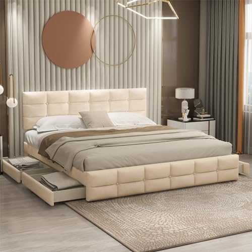 Imagen Cama doble clasica con cajones elegancia y funcionalidad