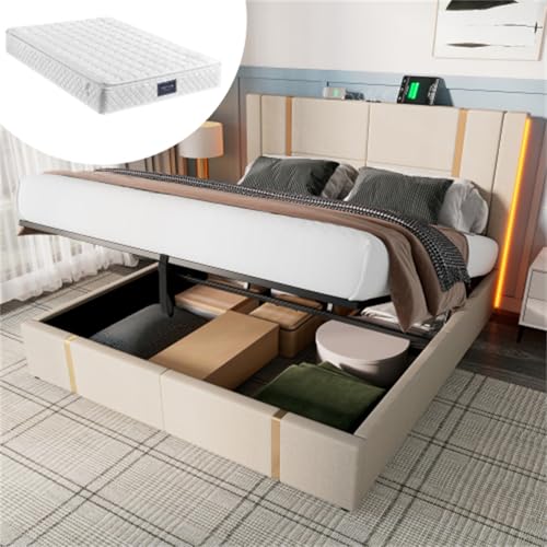 Imagen Cama doble de lujo con puertos usb y almacenamiento