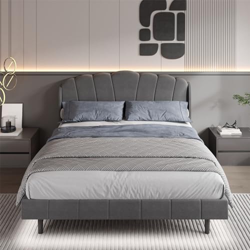 Imagen Cama doble suave con luz led somatosensorial en gris