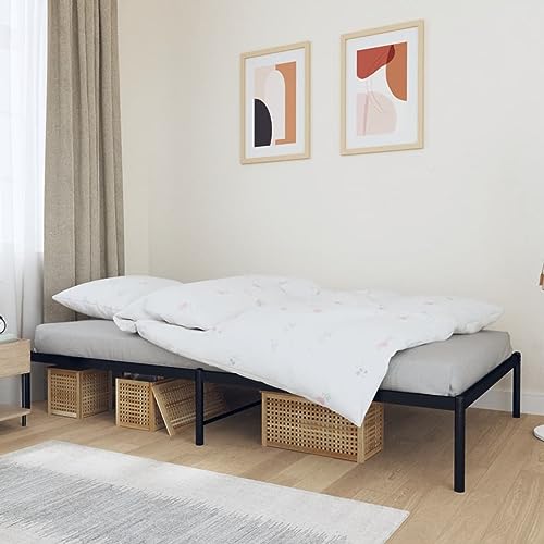 Imagen Dale un toque de elegancia a tu habitacion con la estructura de cama tidyard en metal negro de 100x200 cm