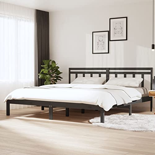 Imagen Chusui base de cama de madera maciza de pino gris 160x200 cm