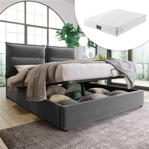 Imagen Cama doble hidraulica con cabecera ajustable y almacenamiento diseño moderno descubre la comodidad total