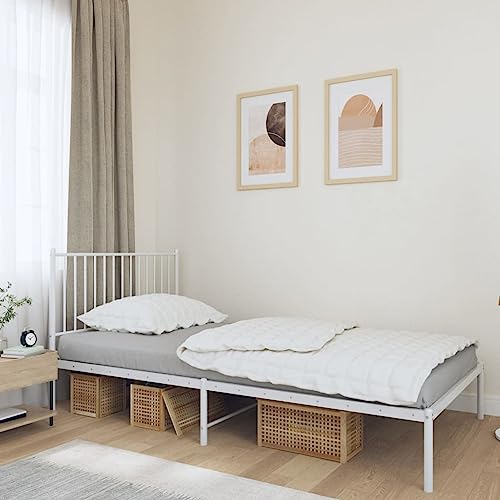 Imagen Cama de metal para una juventud relajada y con estilo en blanco 100x190 cm