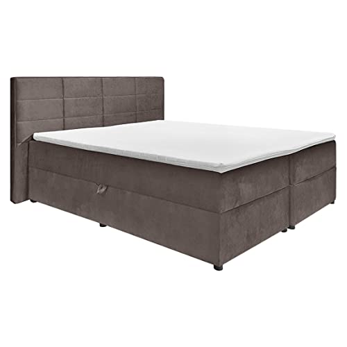 Imagen Pack cama boxspring de terciopelo topo - descanso total