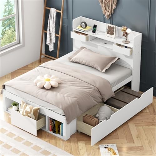 Imagen La cama perfecta para adolescentes y niños blanca con usb y almacenamiento